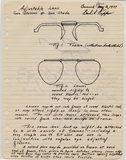 Sketch For "Adjustable Lens Sun Glasses Or Sun Shade" (USA)