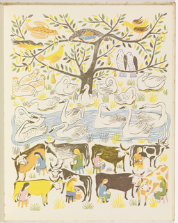 Book Illustration, The Twelve Days of Christmas, Eighth Day of Christmas