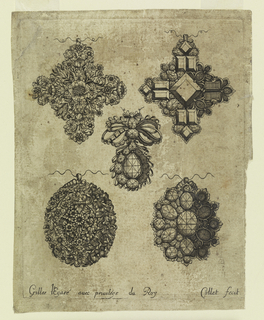 Print, Design for five jewelled pendants