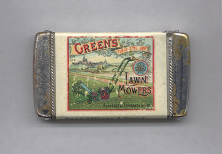 Advertisement for "Green's Lawn Mowers" Matchsafe