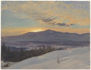 Drawing, Winter Sunset Across the Hudson Valley, Hudson, New York