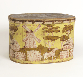 Bandbox And Lid, Windmill and Rail Road
