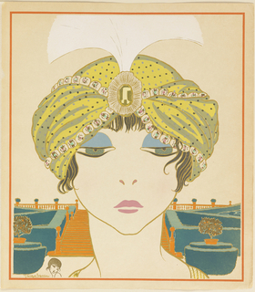 Book Illustration, Les choses de Paul Poiret vues par Georges Lepape (Items by Paul Poiret as seen by George Lepape), Woman in a Turban, plate 6