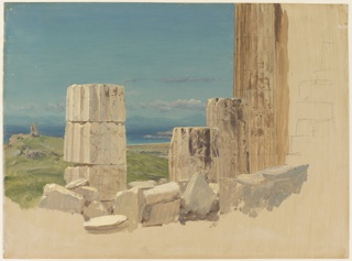 Drawing, Broken Columns, View from the Parthenon, Athens