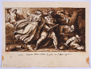 Drawing, Sheet from a Sketchbook: Minerva Orders Ulysses to Make Peace with the Suitors of Penelope (Minerva induce Ulisse alla pace con i Proci)