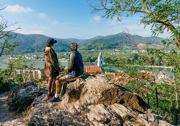Couple looking over a view