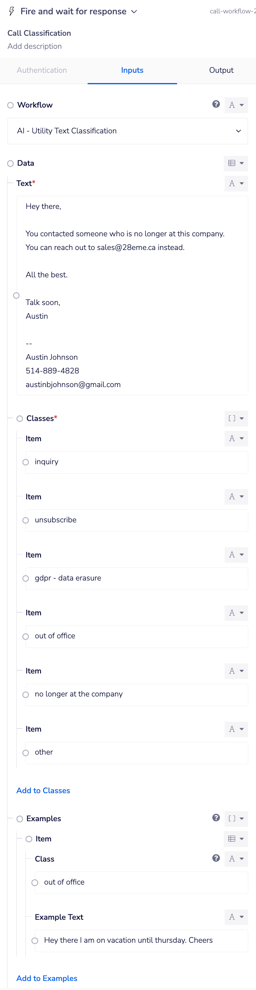 screenshot - ai classification - use case: inbox classification