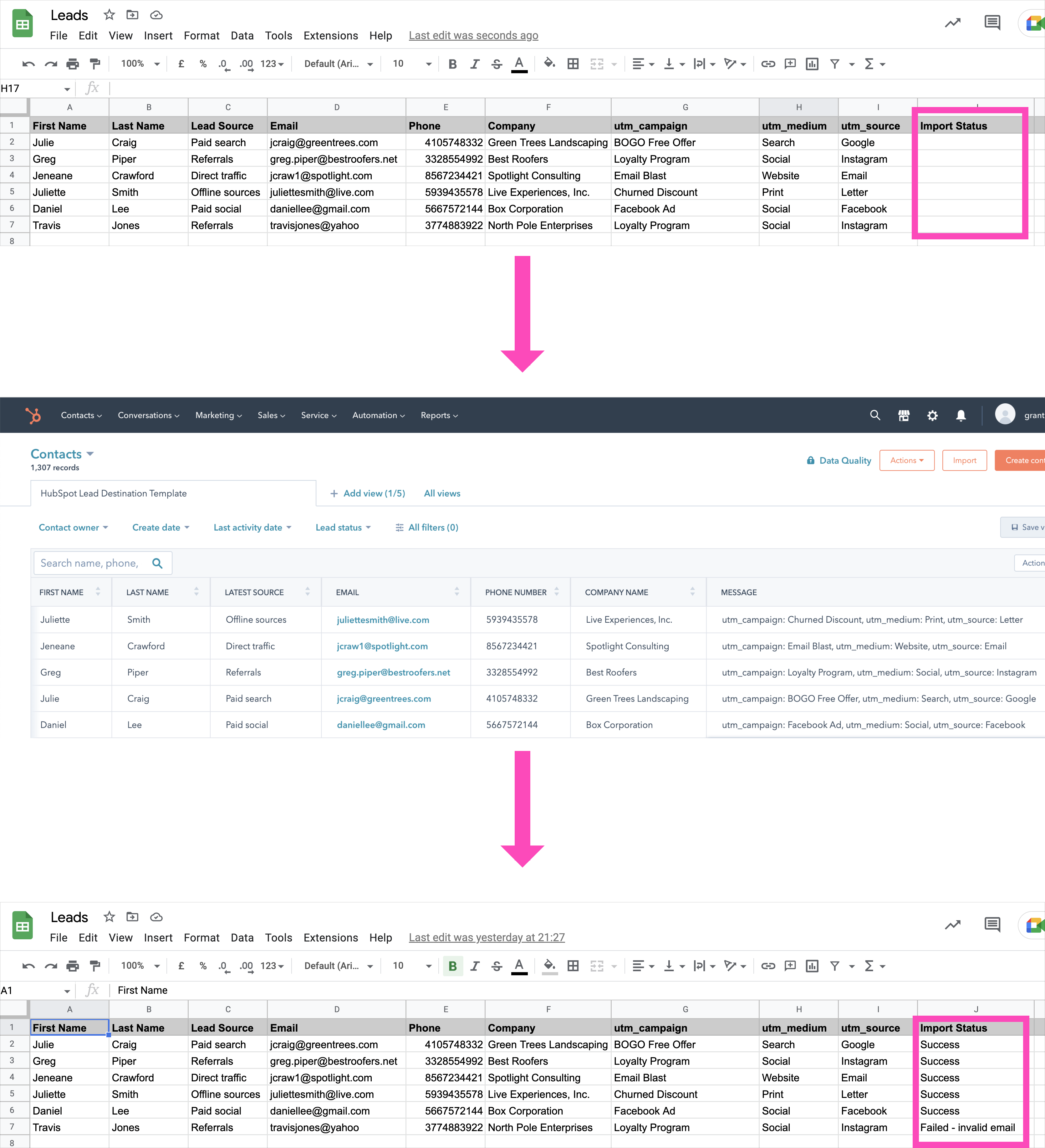 export-gsheet-leads-to-hubspot-end-result