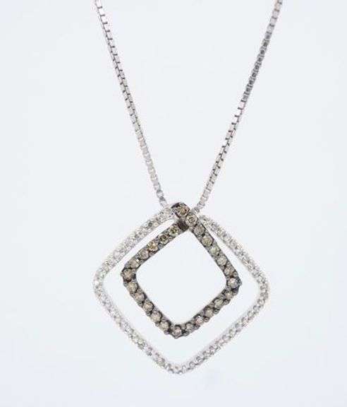 Sterling Silver .50CTW Brown and White Diamond Necklace