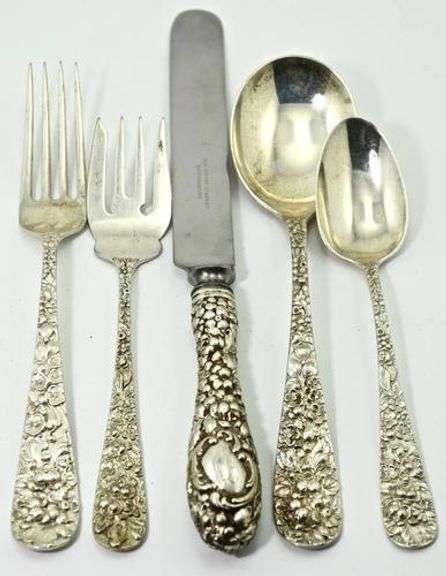Estate Set of Stieff Rose Service for 8 Sterling Flatware