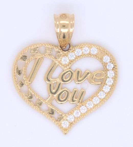 Heart shaped I love you cubic zirconia pendant