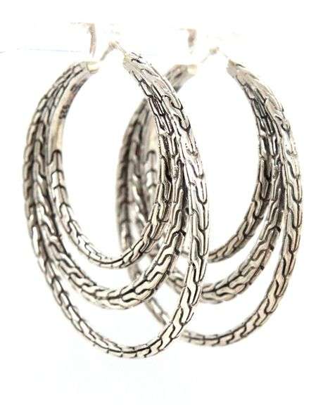John Hardy triple hoop earrings in 925 sterling silver