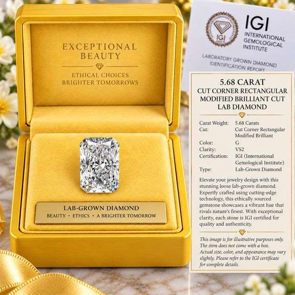 Remarkable Certified Cut Corner Rectangular Modified Brilliant Cut Lab Diamond - 5.68 Carats