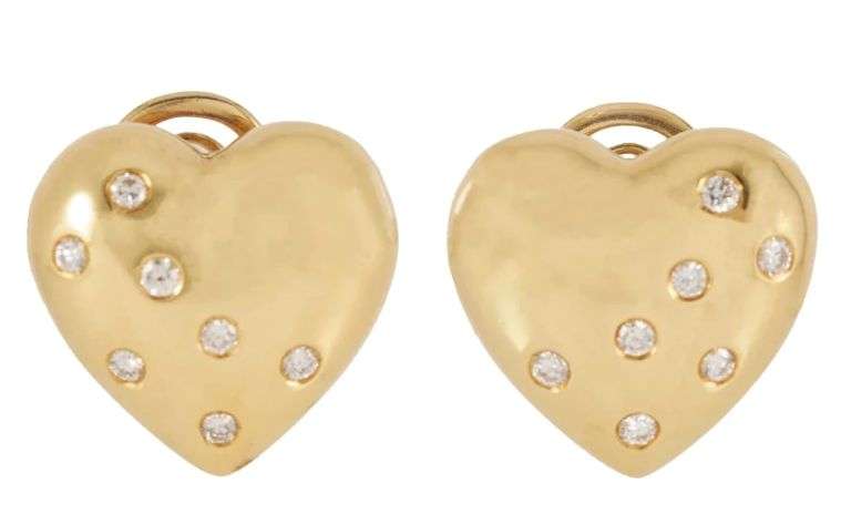 M. Gerard 0.45ctw Diamond Heart Omega Back Earrings in 18K