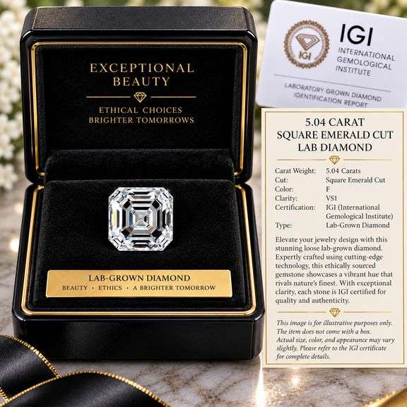 Remarkable Certified Square Emerald Cut Lab Diamond - 5.04 Carats