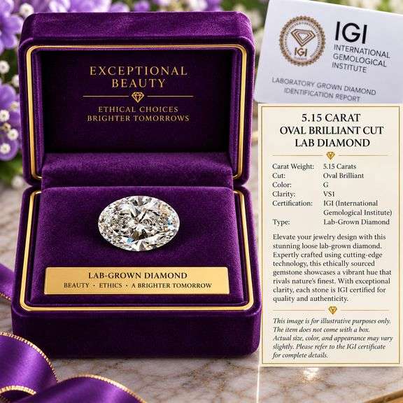 Magnificent Certified Oval Brilliant Cut Lab Diamond - 5.15 Carats