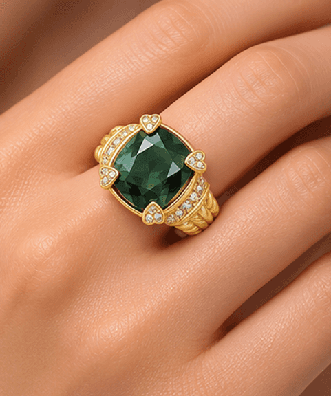 18KT Yellow Gold Judith Ripka Green Toumaline Ring