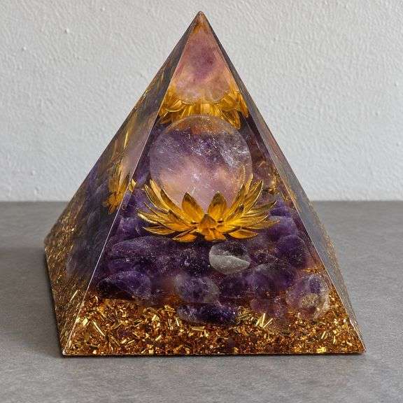 Handmade Amethyst Orgone Crystal Pyramid