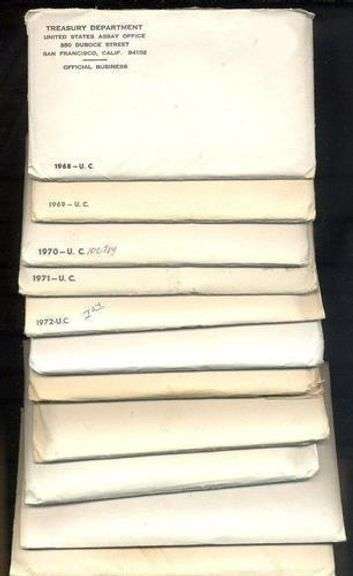 Nice Fresh Run of 12 Different US Mint Sets: 1968-1979