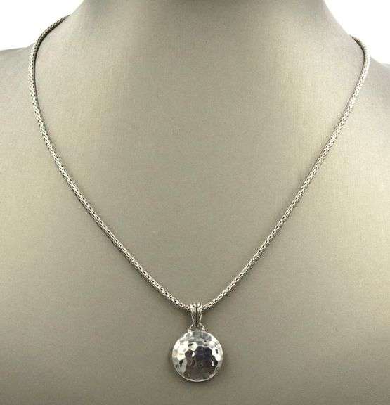 John Hardy 2 tone dot Hammer pendant on chain