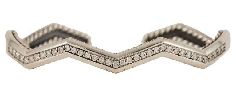 David Yurman 0.98ctw Diamond Stax Zig Zag Cuff Bracelet in Sterling