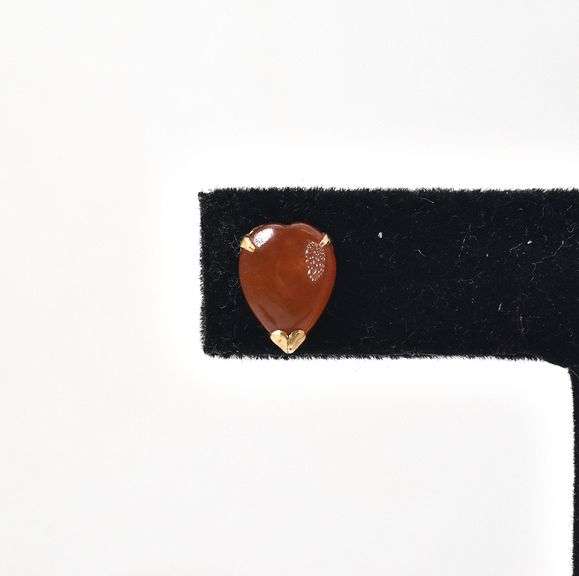 Beautiful 14K Yellow Gold Carnelian Gemstone Stud Earrings