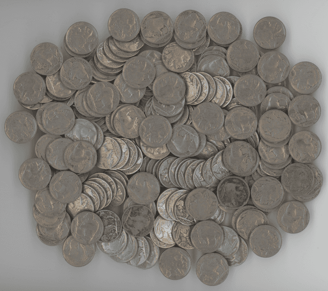 Bagful containing 200 Indian Head Buffalo Nickels all with FULL DATES