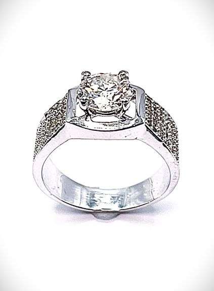 Men's White Gold Plated 2.65 Ct Fire Moissanite Ring