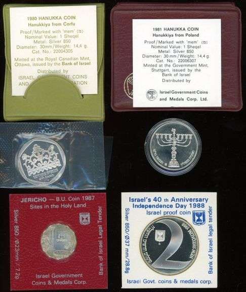 4 Different Israeli Silver Coins in Original Packaging