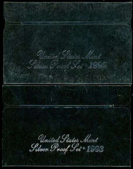 1992 & 1993 Silver US Proof Sets in Box w/CoAs