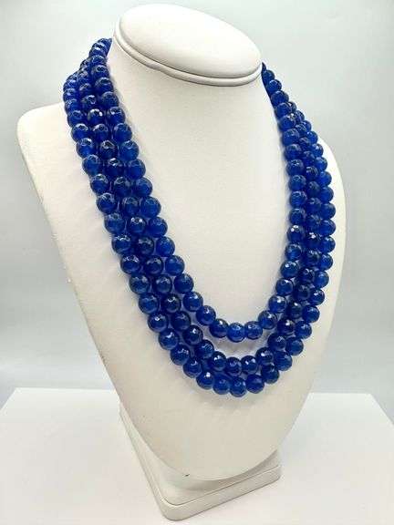 Breathtaking 922.5 Cttw 3 Strand Natural Blue SapphireNecklace