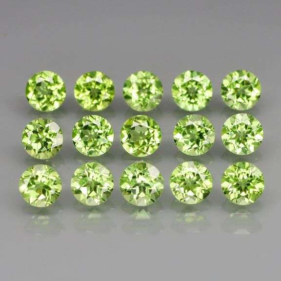 Round cut! Untreated! Matched! 6.35ct Peridot set!