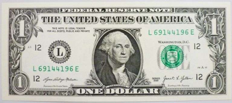Superb Crisp 2021 $1 Note S.F. Fancy Radar Serial Number 69144196!