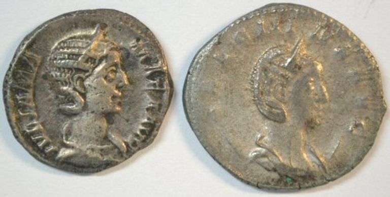 Pair of Empress Julia Mamaea Roman Silver pieces, 218-225 AD