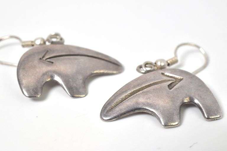 Sterling Silver Bear Dangle Earrings