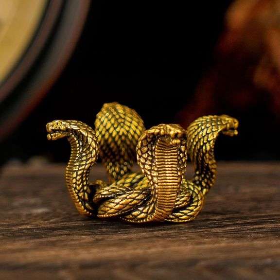 Solid Brass Mystical Four Snake Collectible