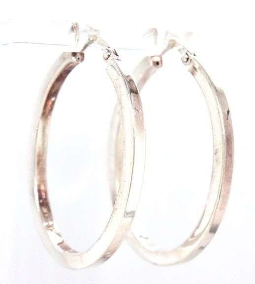 925 Sterling silver squared silver hoop earrings