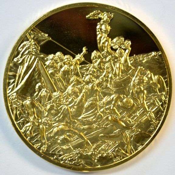 24 KT Gold-Plated solid Sterling Silver Medallion of The Raft of the Medusa – 66 grs