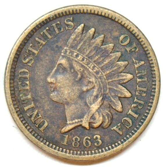 1863 Copper-Nickel Indian Head Cent in XF