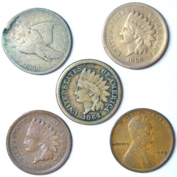 5 Different Types of US Small Cent: 1858-1909