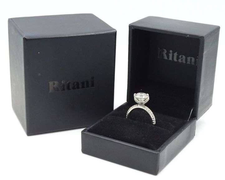 Platinum 2.27ct RBC lab grown diamond Ritani setting engagement ring