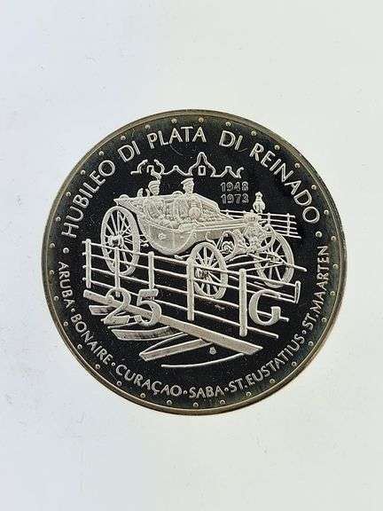 1973 Netherlands Antilles 25 Gulden, Proof Silver Commemorative