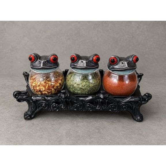 Set of 3 Vintage-style Frog Glass Jars