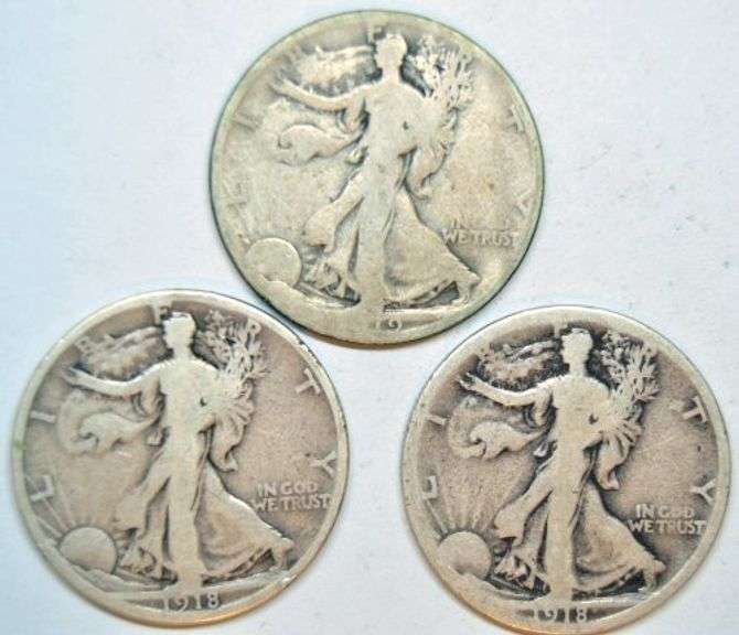 3 Early Date Walking Liberty Half Dollars