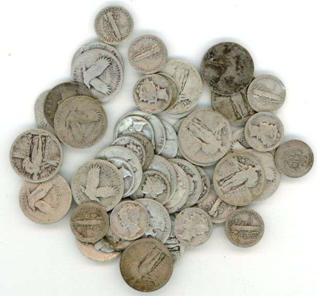 Bag with 7.15 Troy ozs lower end/worn 90% US Silver Coinage