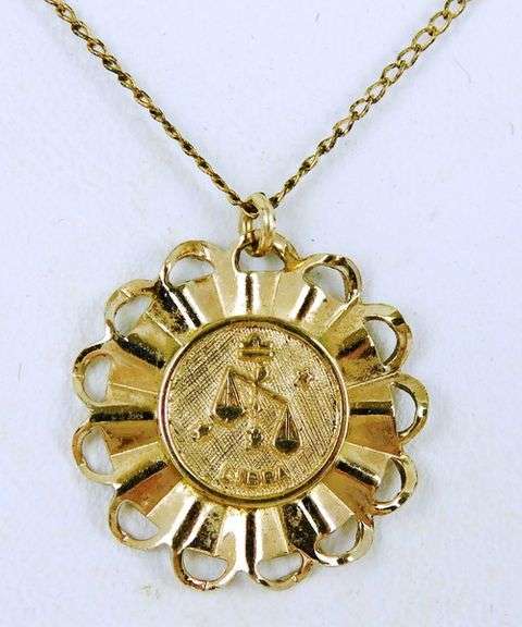Vintage 14K Gold Filled Libra Pendant & Chain