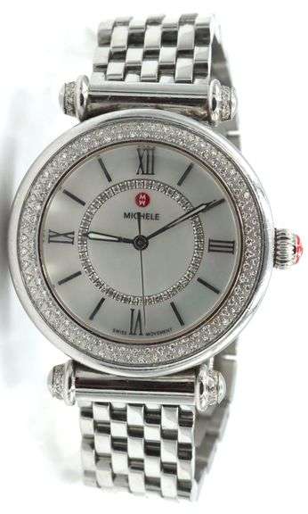 Michele Caber mid quartz mother of pearl diamond dial watch