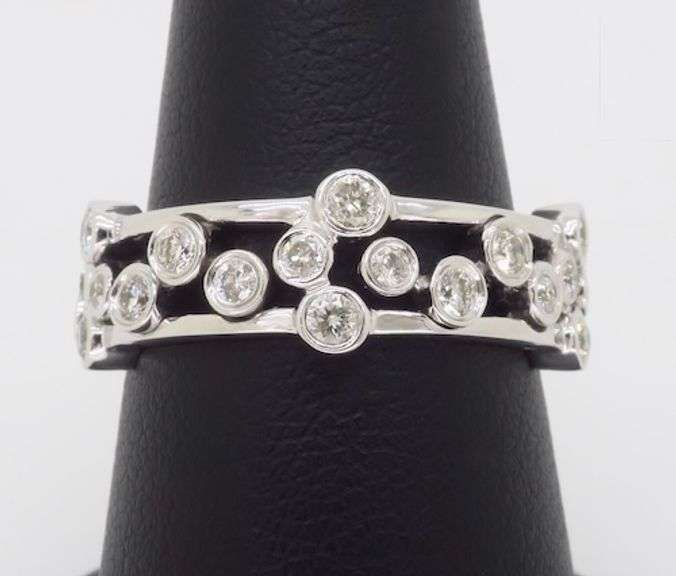 Bubble Diamond Ring Crafted in 14k White Gold