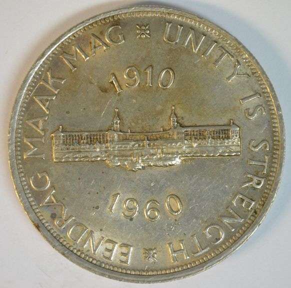Mint State 1960 South Africa 5 Shillings Silver (.500) Coin Union Buildings Anniversary