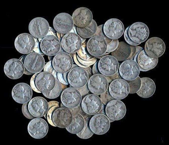 Nice lot of 100 assorted Old Winged-Head Silver Mercury Dimes